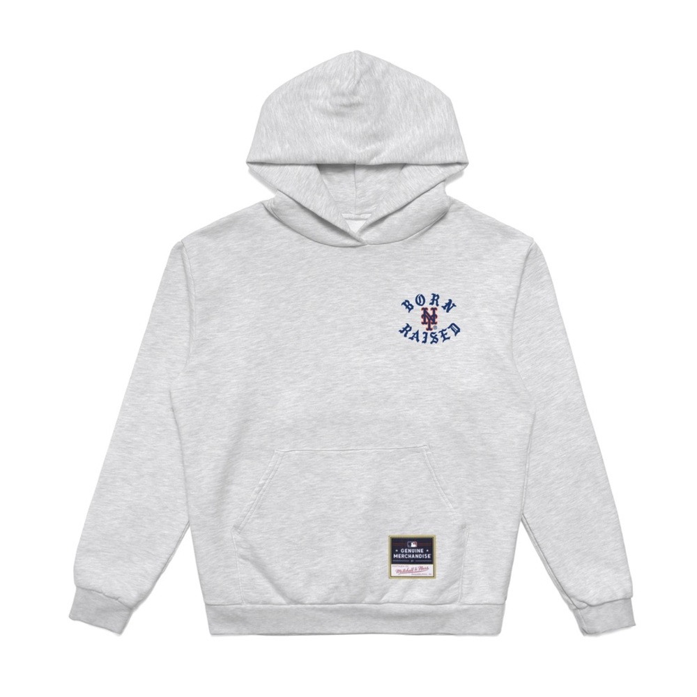Fanatics BORN X RAISED + METS ROCKER HOODIE: HEATHER GREY
